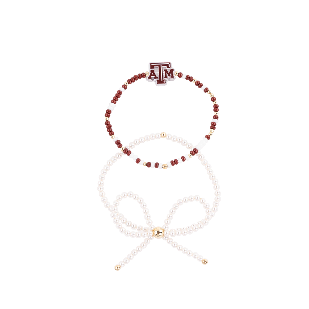 2 Beaded Bracelets with 1 ATM Logo and 1 Bow