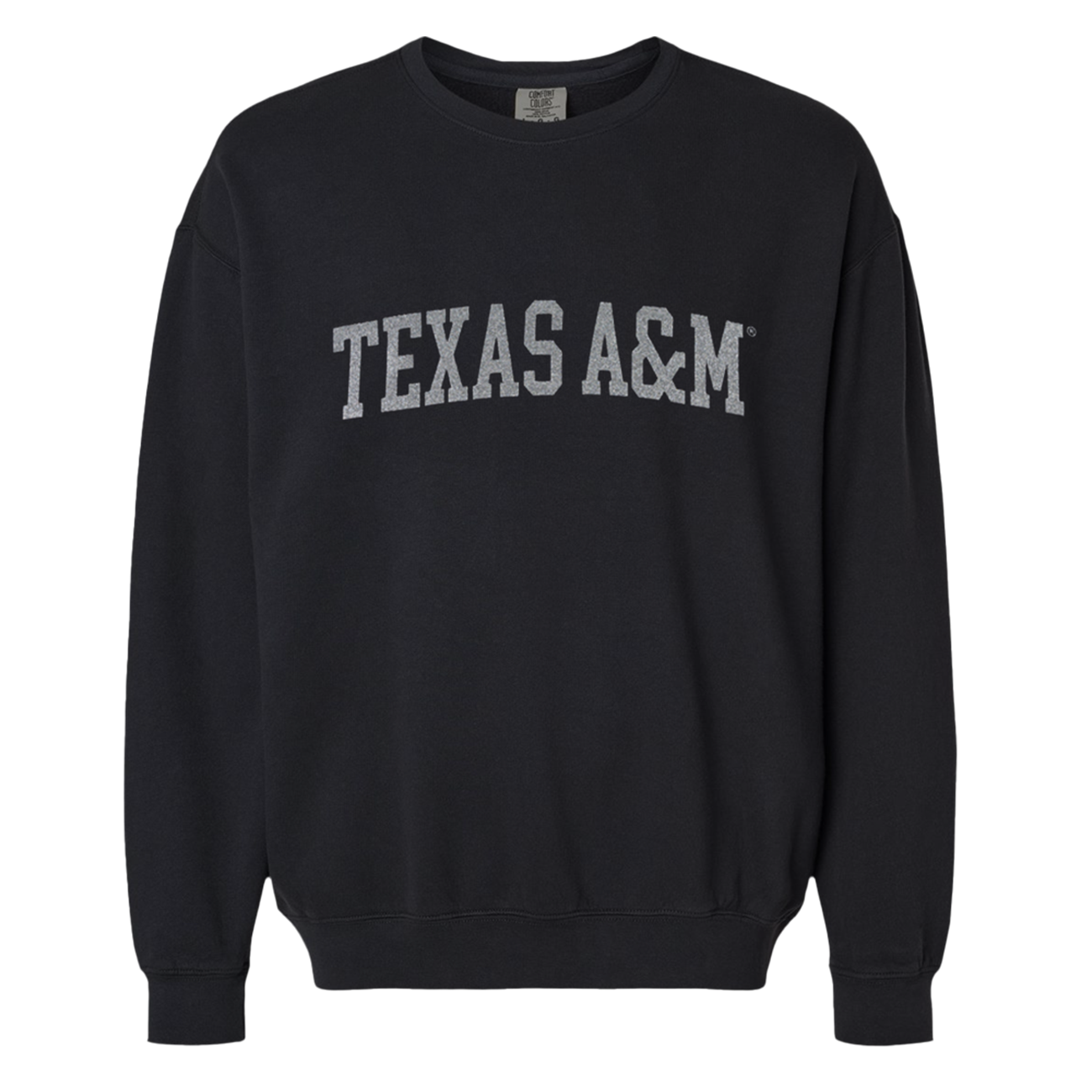 Black Crewneck with Sparkle Lettering