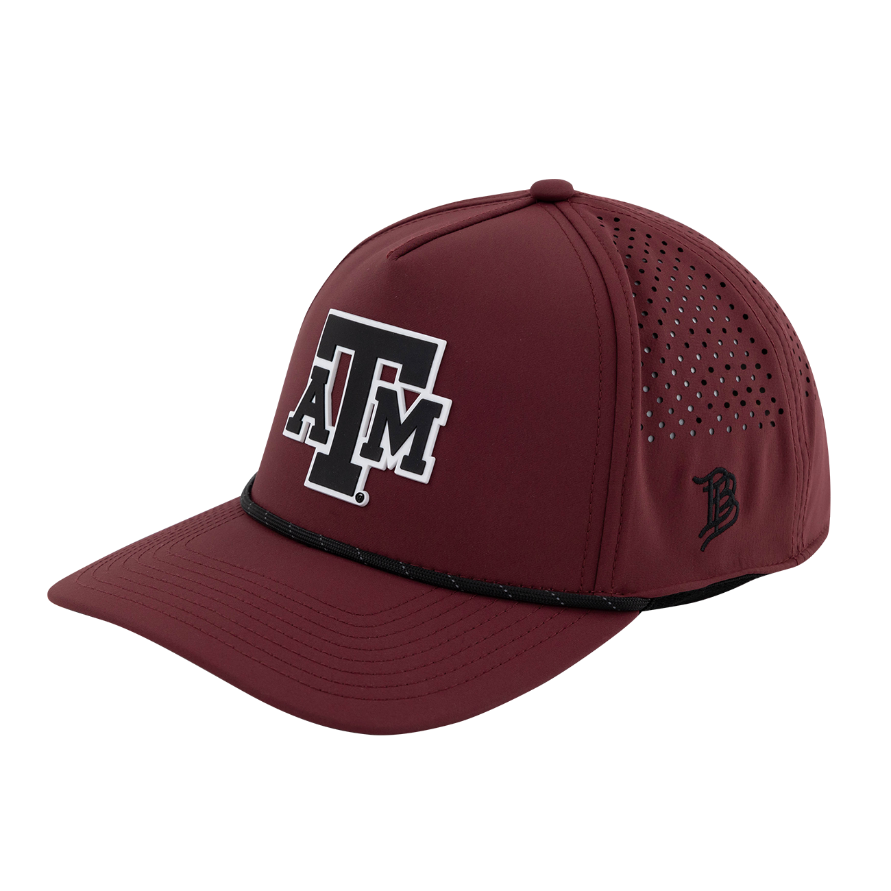 Maroon baseball cap with 'ATM' logo 