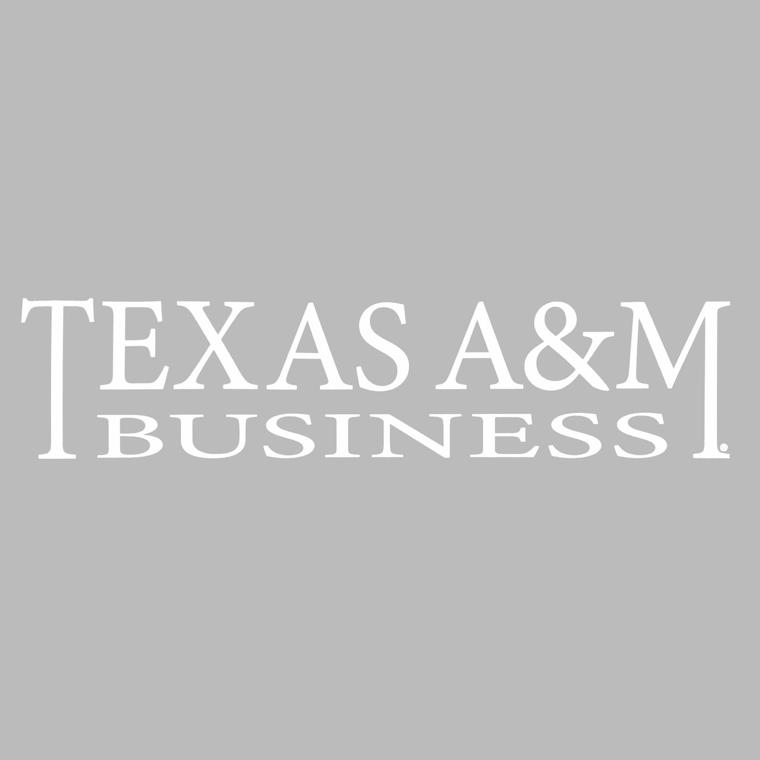 White Texas A&M Business vinyl decal on light grey background.