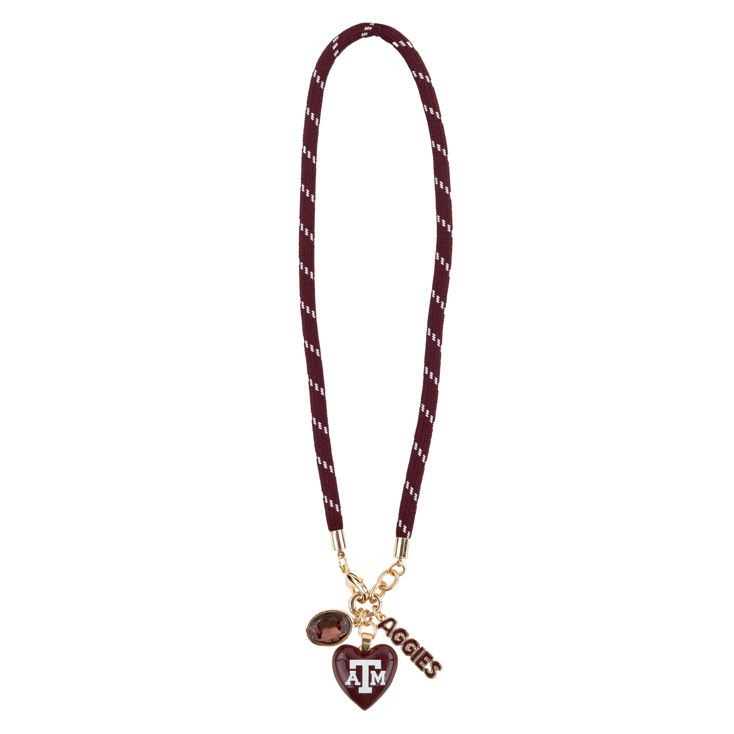 Maroon paracord with maroon and gold Texas A&M emblems - front