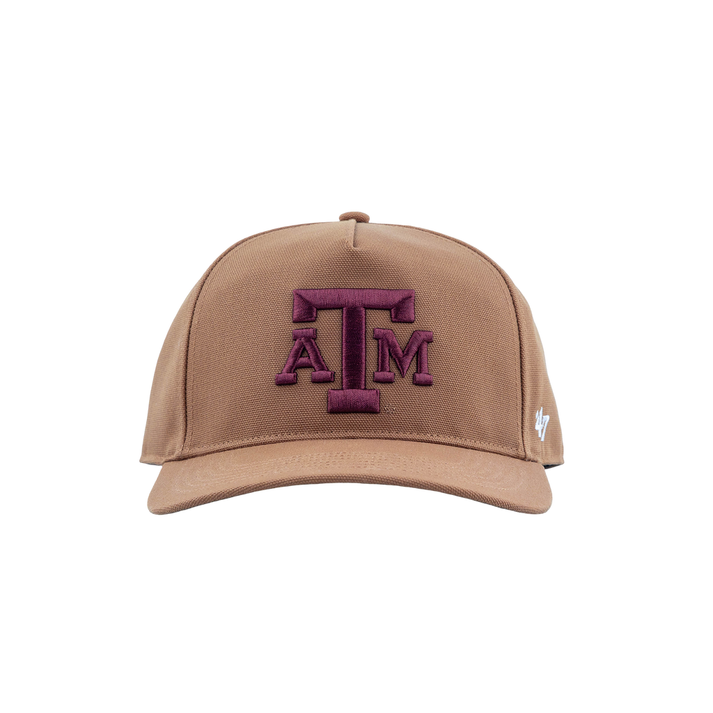 Brown hat with maroon ATM logo