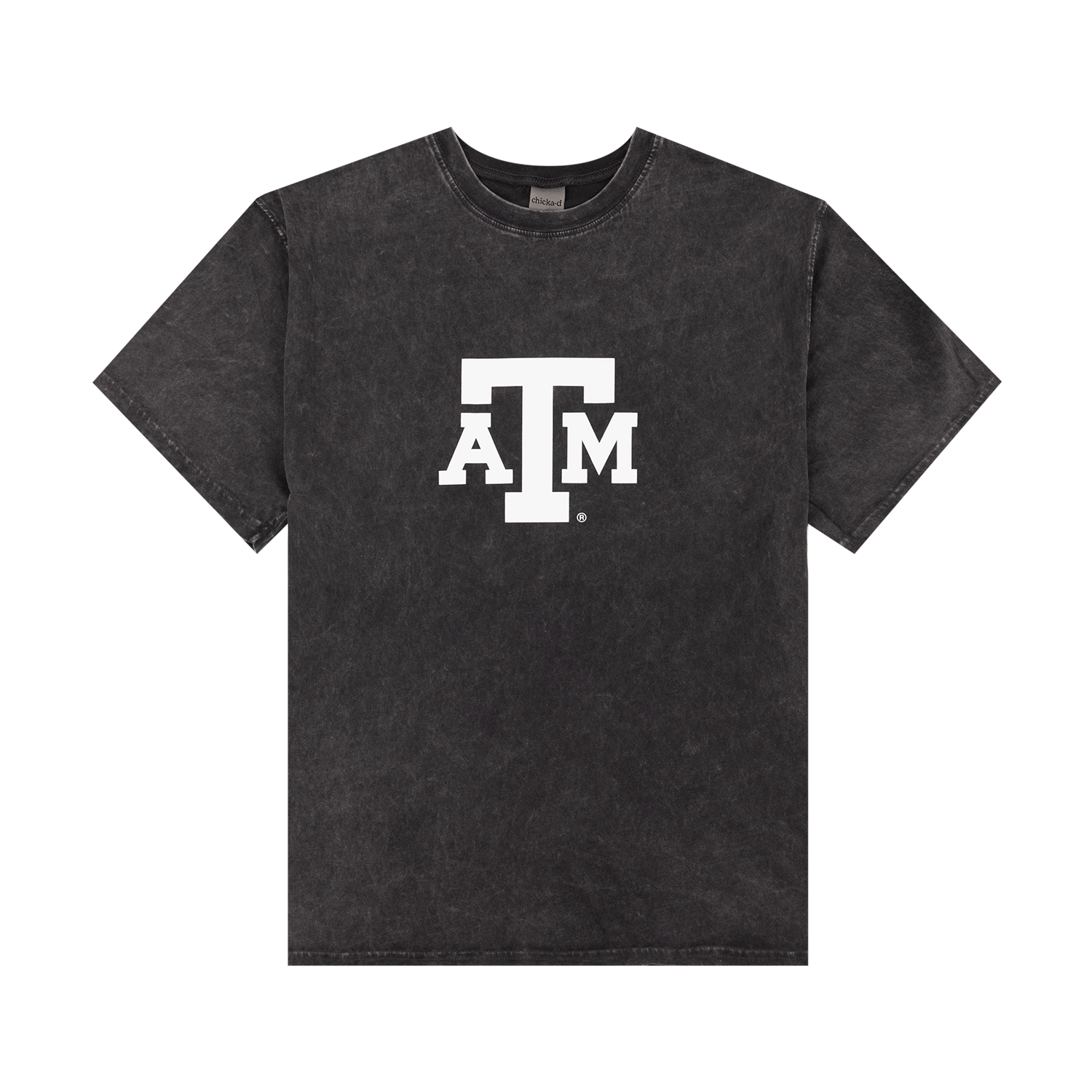 Oversized washed black t-shirt with white A&M logo