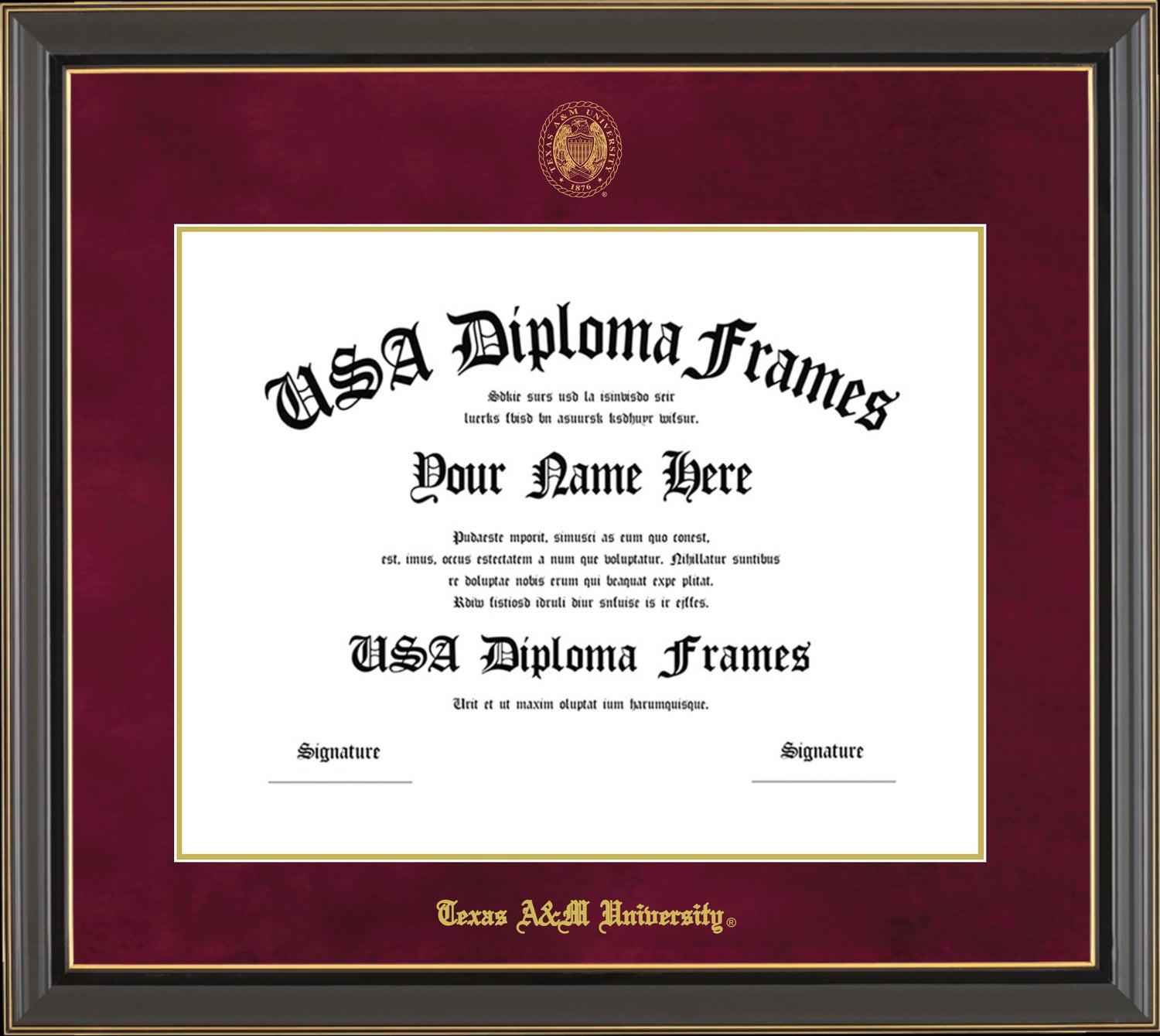 Texas A&M Classic Black with Maroon Mat Diploma Frame 