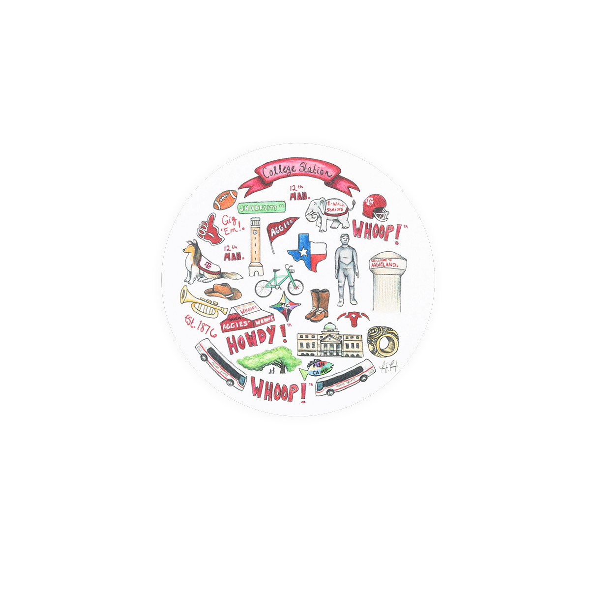Coaster with Aggie Decals