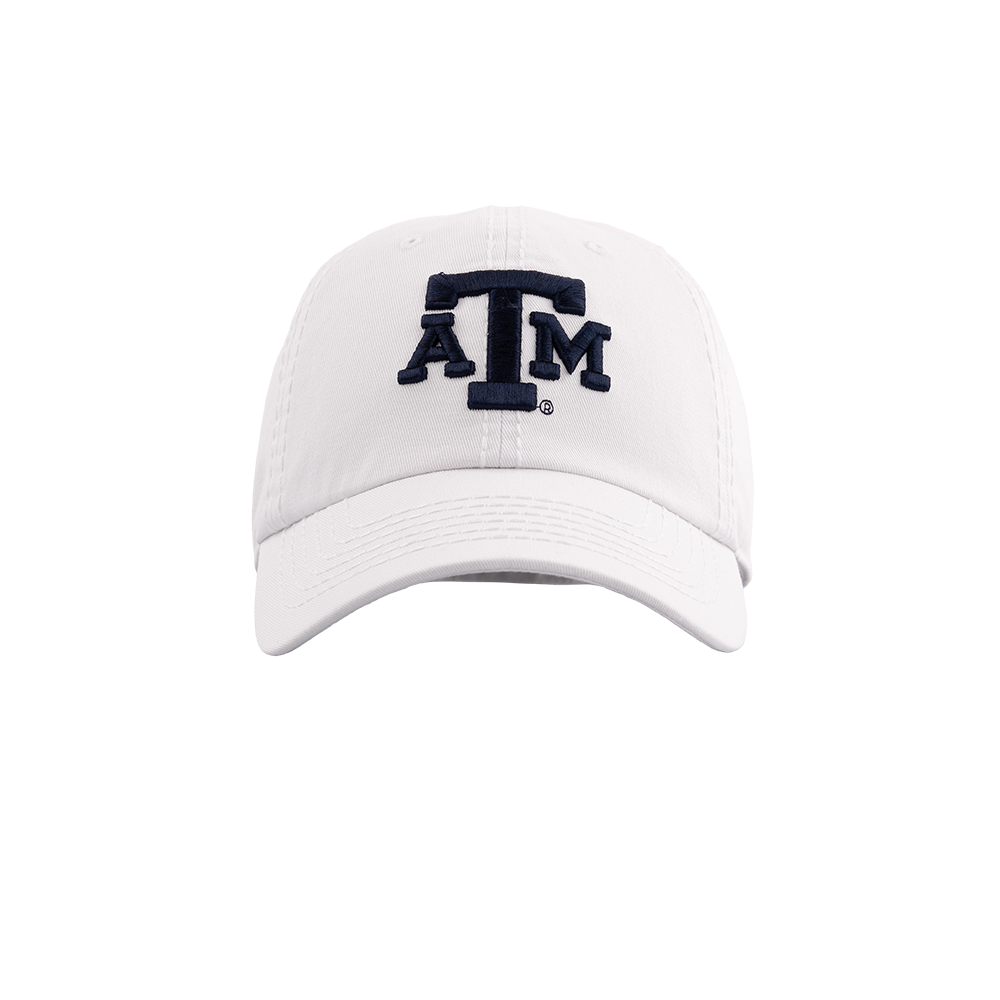 White cap with navy 'ATM' logo