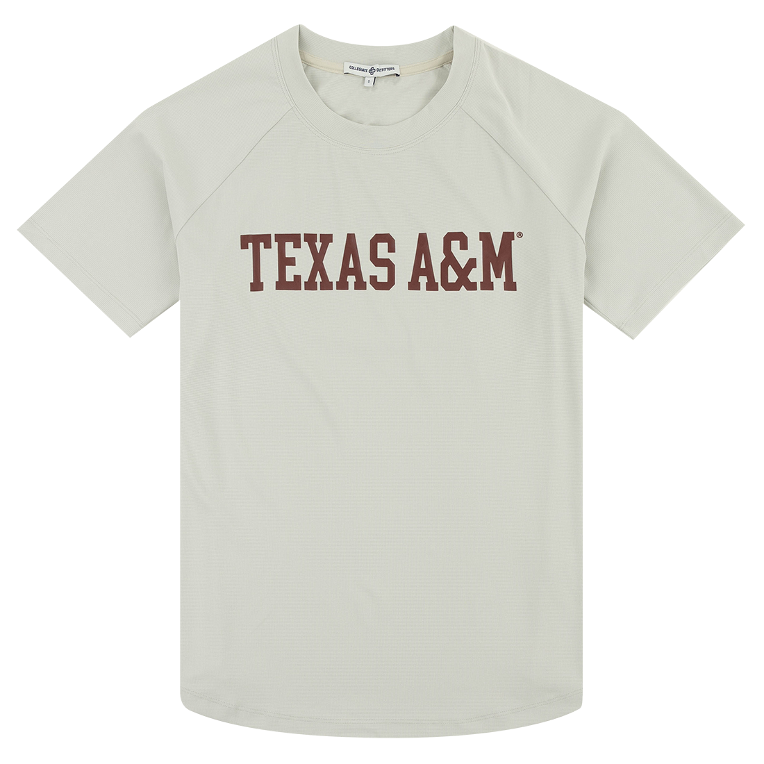 Gray T-Shirt with Maroon arched Texas A&M lettering across chest