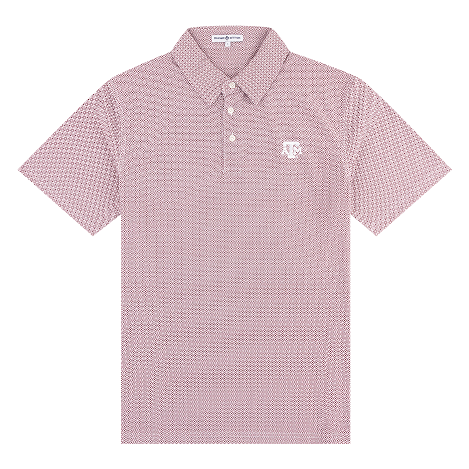 Maroon Pattern Polo with White ATM Logo