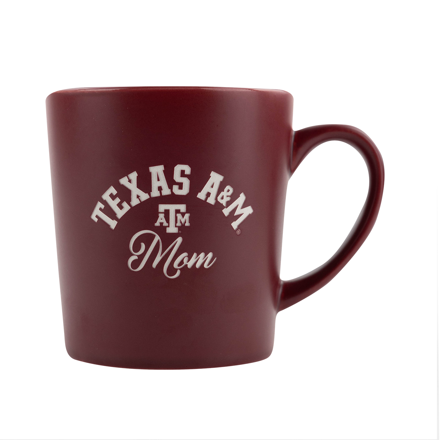 Maroon mug with 'Texas A&M Mom' text in white.