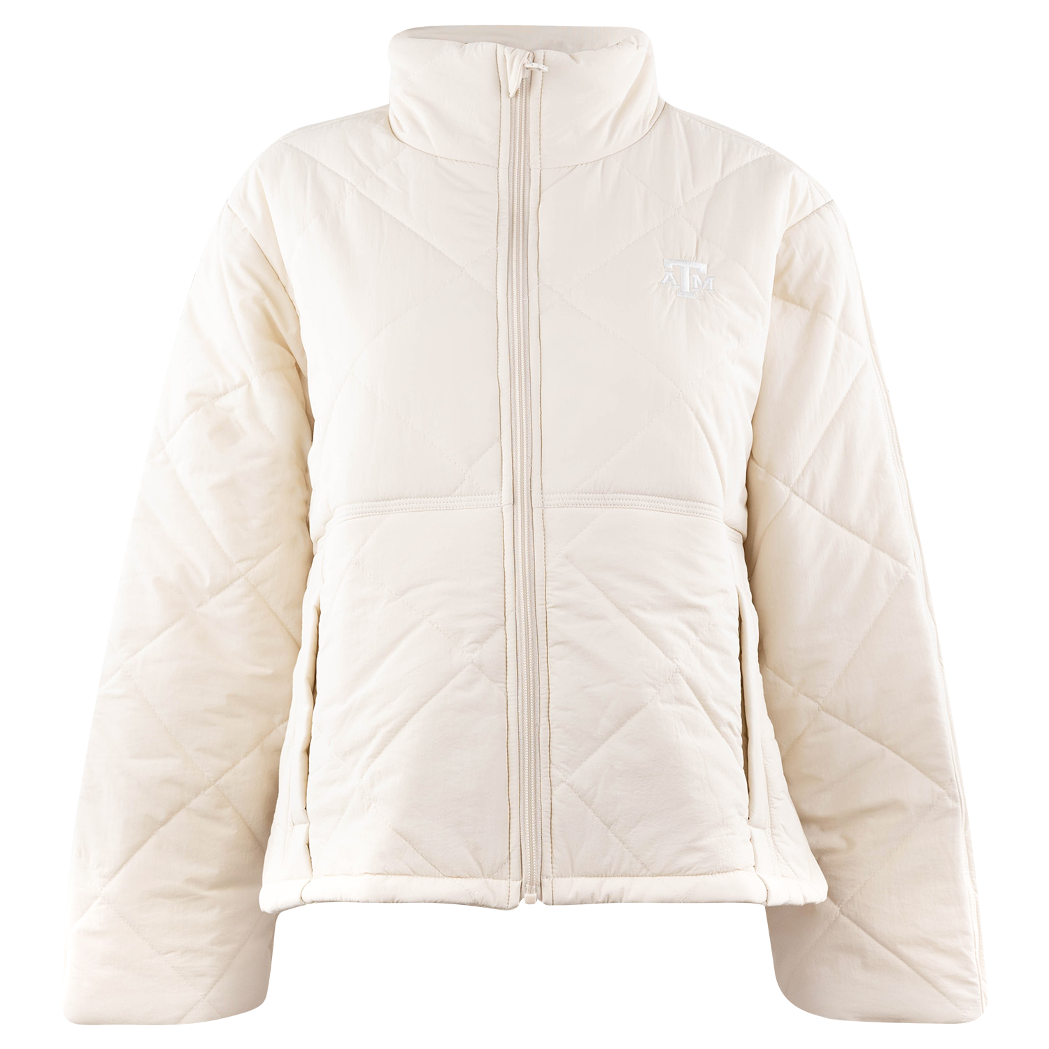 Texas A&M Quilted Puffer Jacket in Ivory - Aggieland Outfitters
