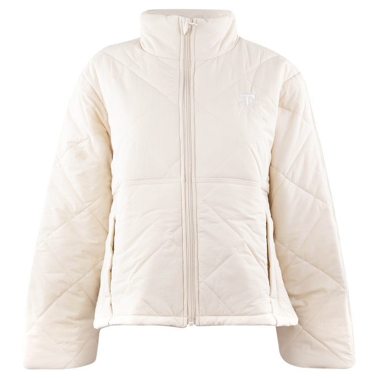 Texas A&M Quilted Puffer Jacket in Ivory - Aggieland Outfitters