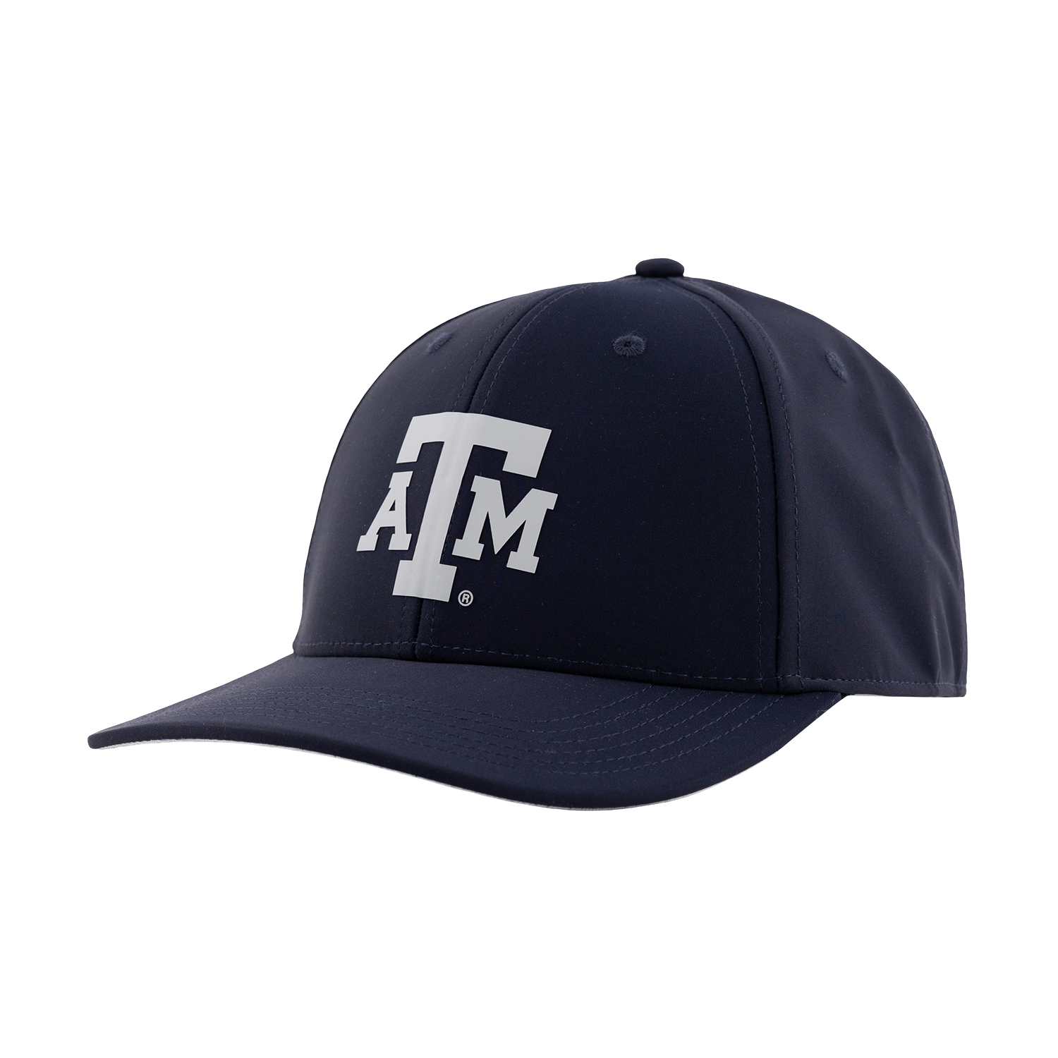 Navy Texas A&M baseball cap featuring a white raised Texas A&M logo on the front and a curved brim.