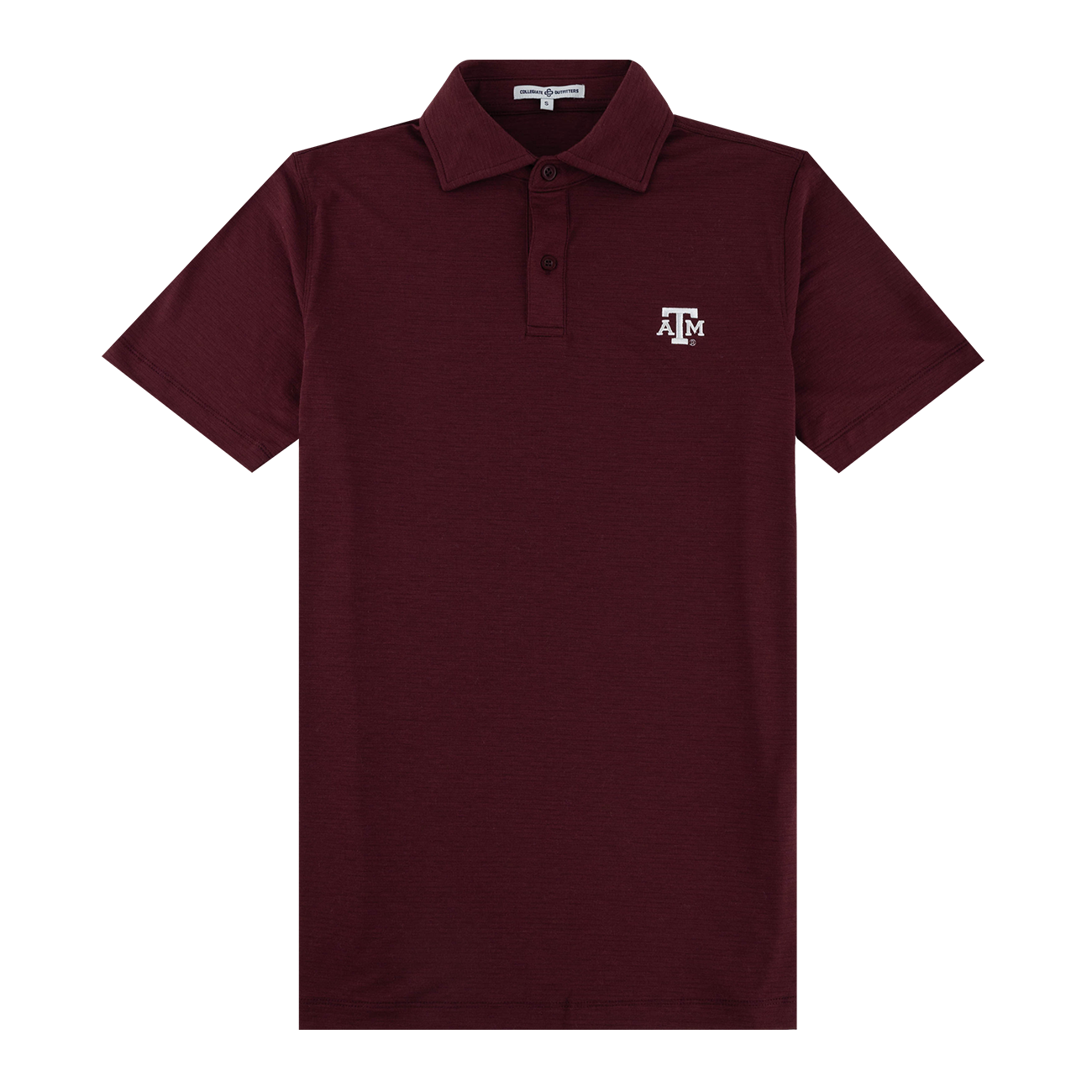 Maroon polo with white ATM logo on the left side of the chest