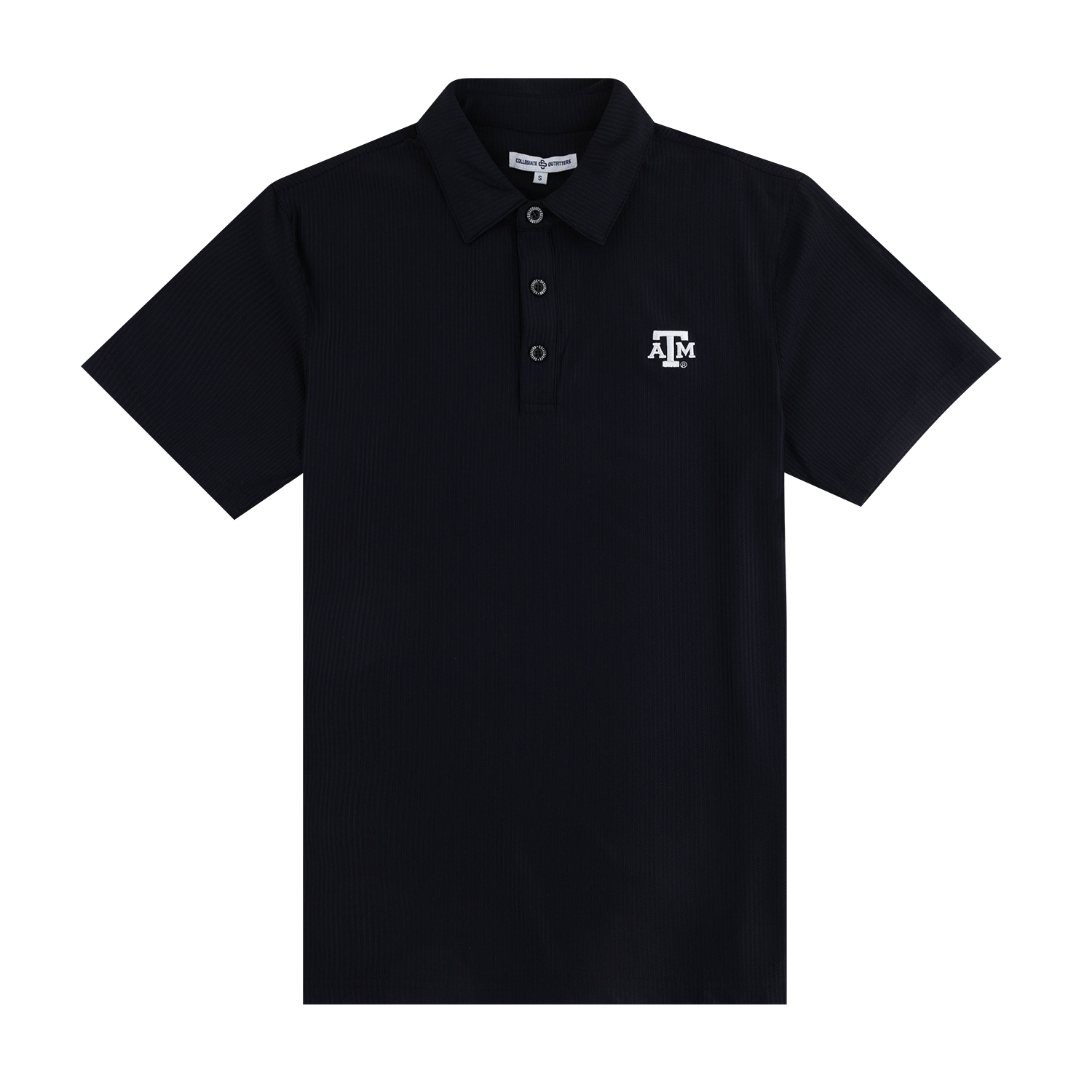 Black polo shirt with a logo