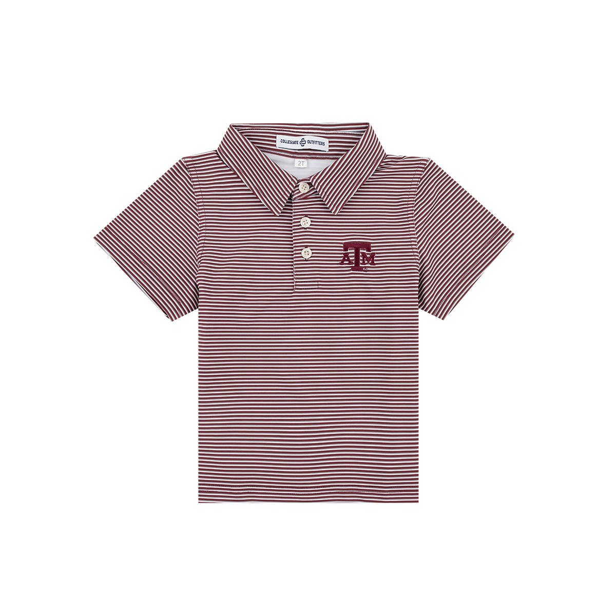 Maroon, White, and Gray Striped Toddler ATM Polo