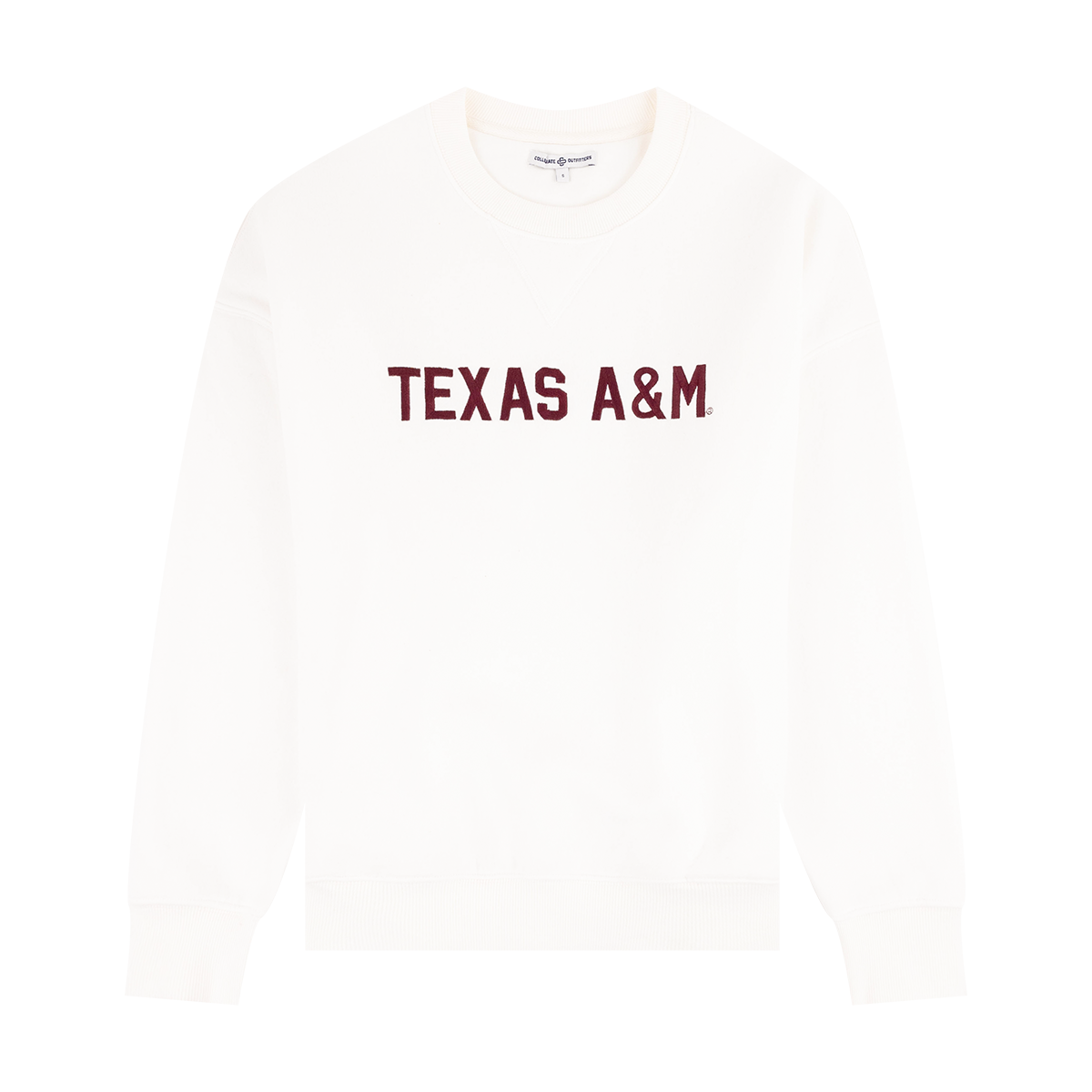 White V Notch Crew with Maroon Texas A&M