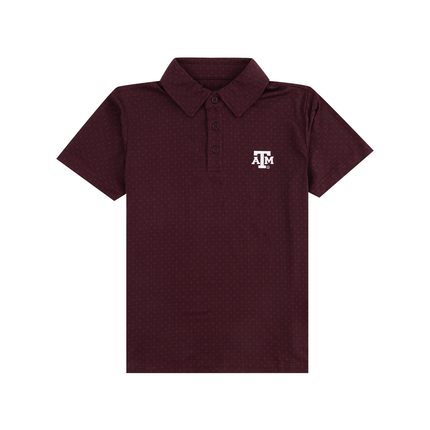 Maroon polo shirt with a logo