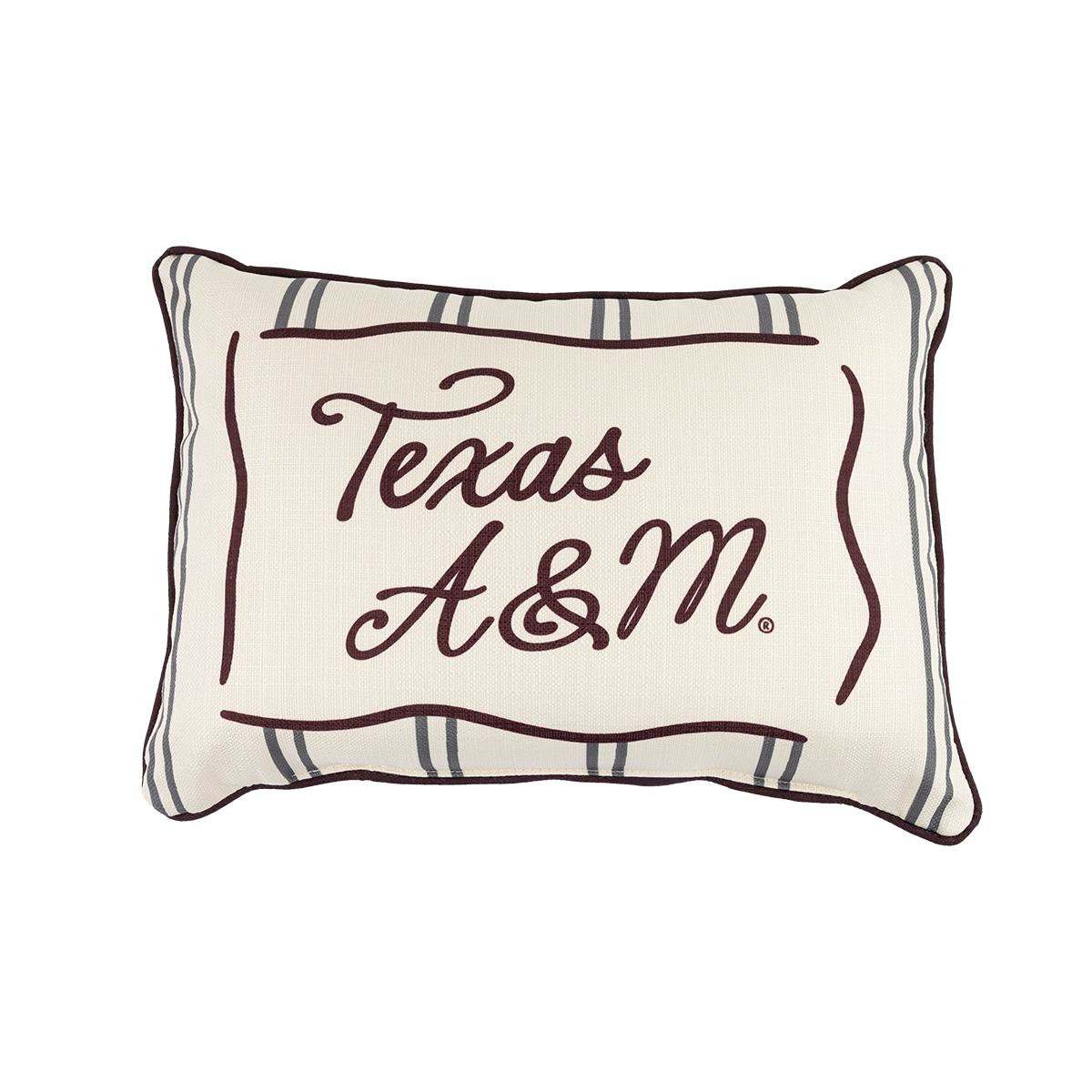 Cream Texas A&M Stripe Pillow