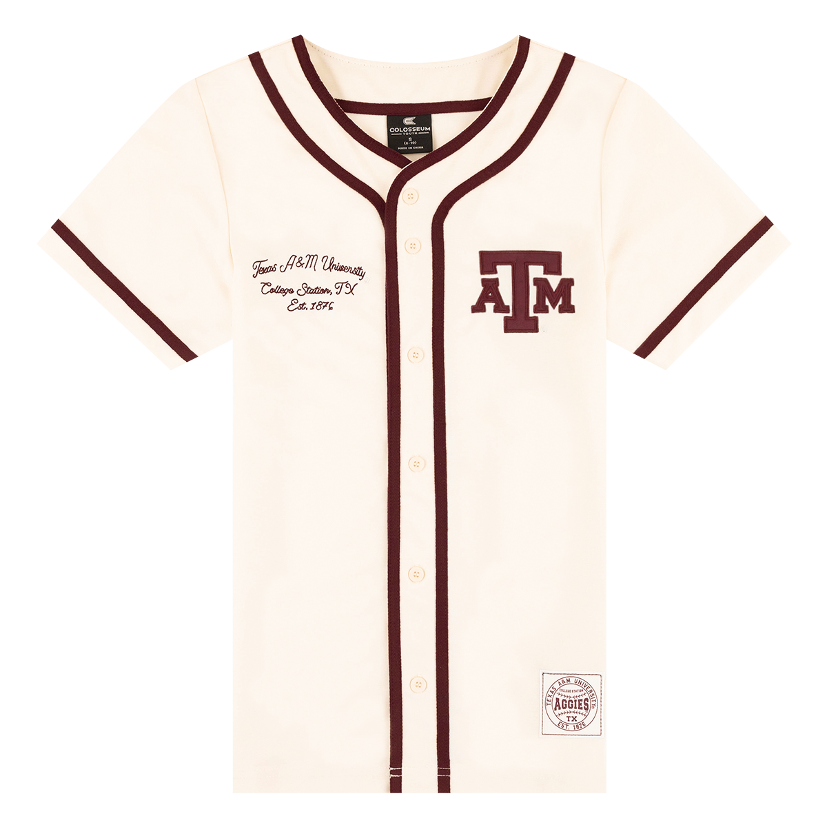 Cream Colored Jersey with Maroon Decals and Accents