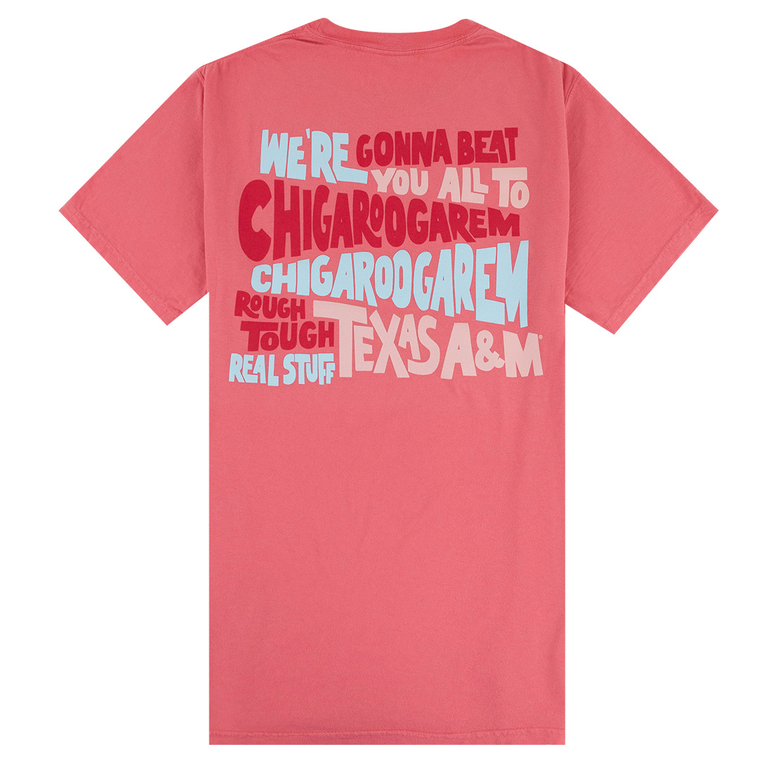 Coral Pink T-Shirt with Fight Song lyrics on back