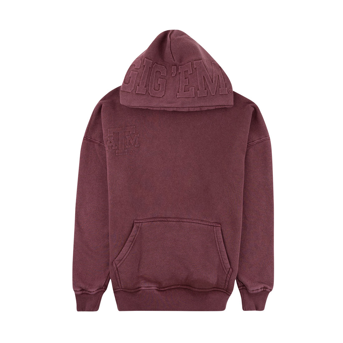 Maroon hoodie with "Gig 'em" and the Texas A&M logo on it.
