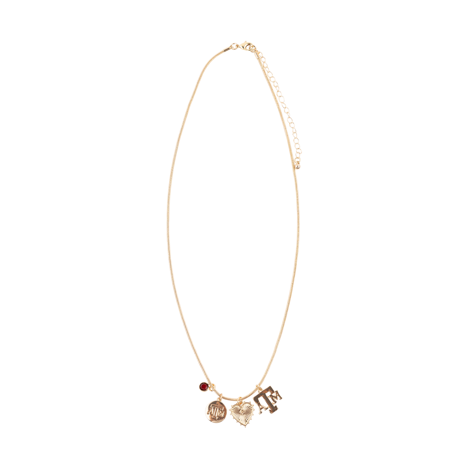 Gold necklace with Texas A&M charms 