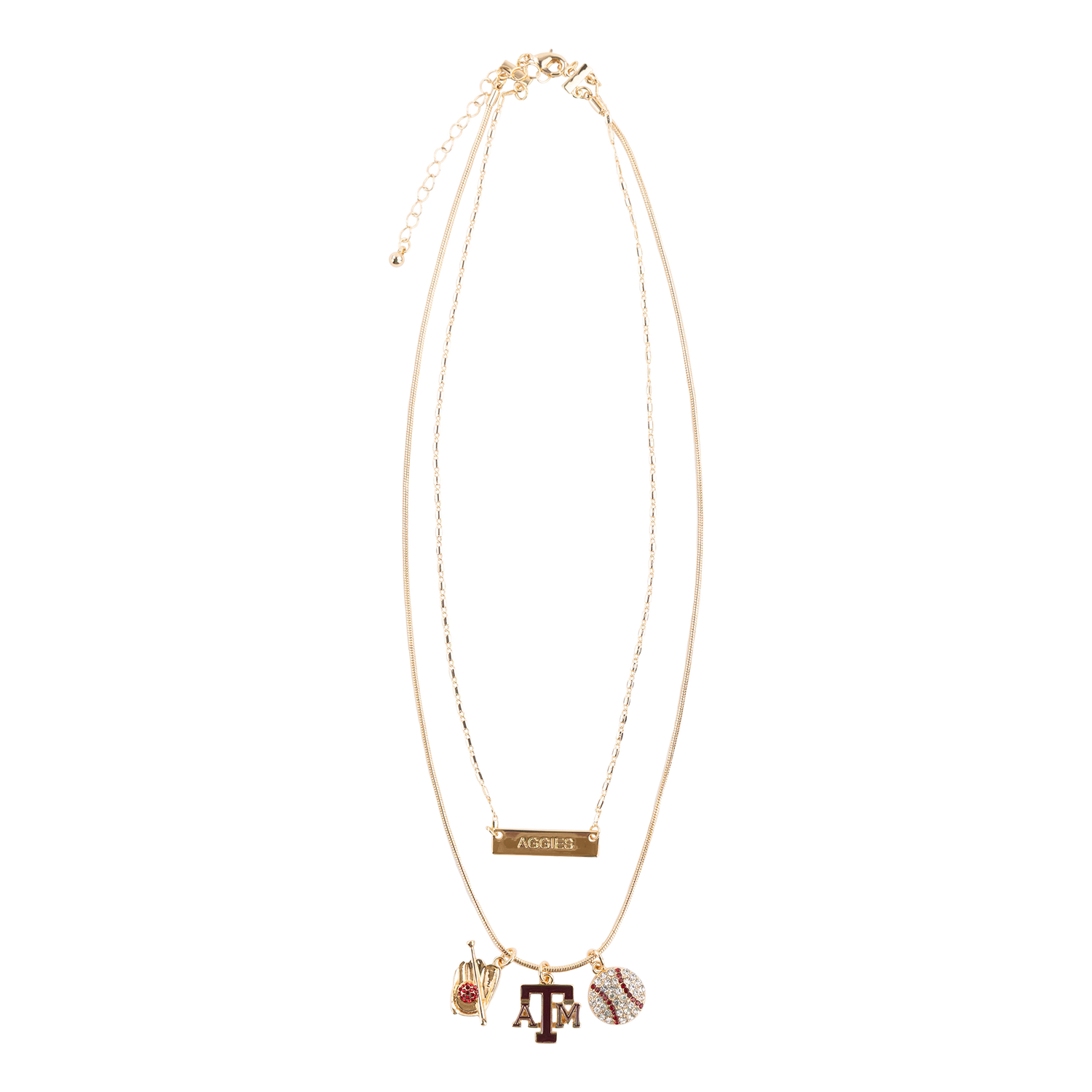 Gold Necklace with Baseball Emblems