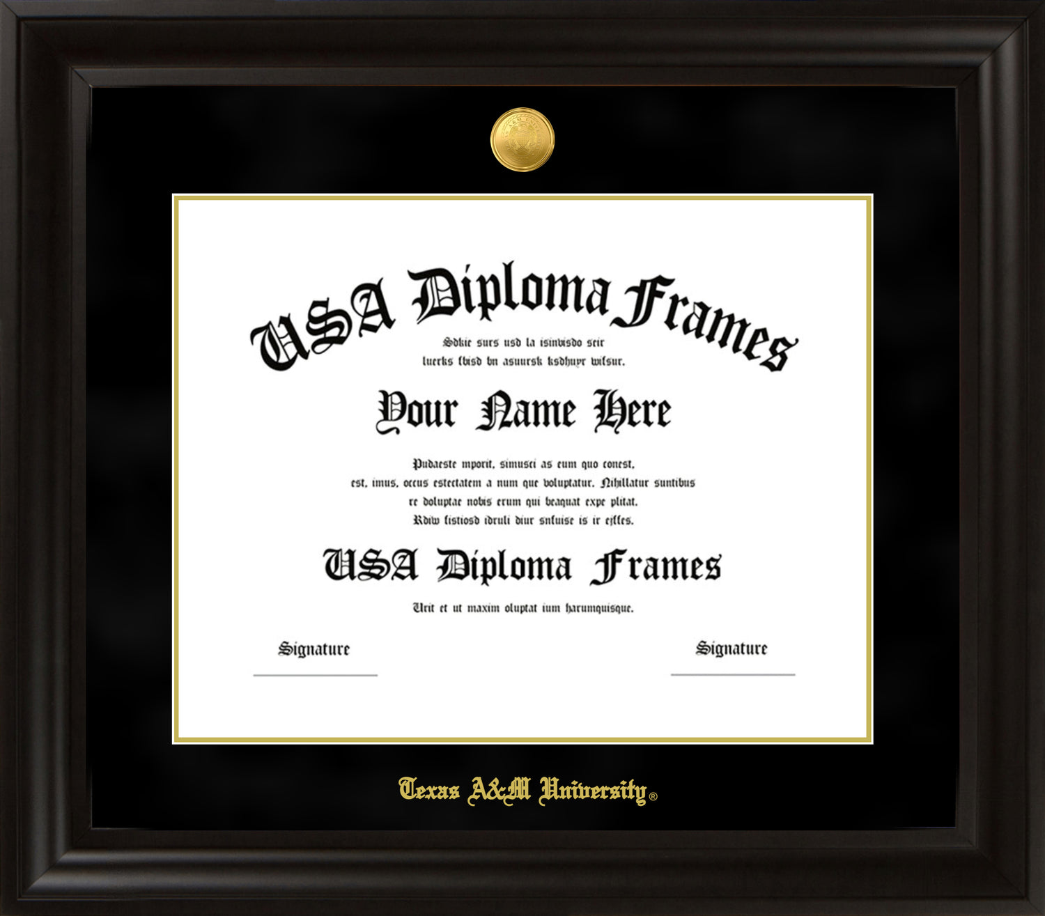 Texas A&M Executive Black with Black Suede Diploma Frame