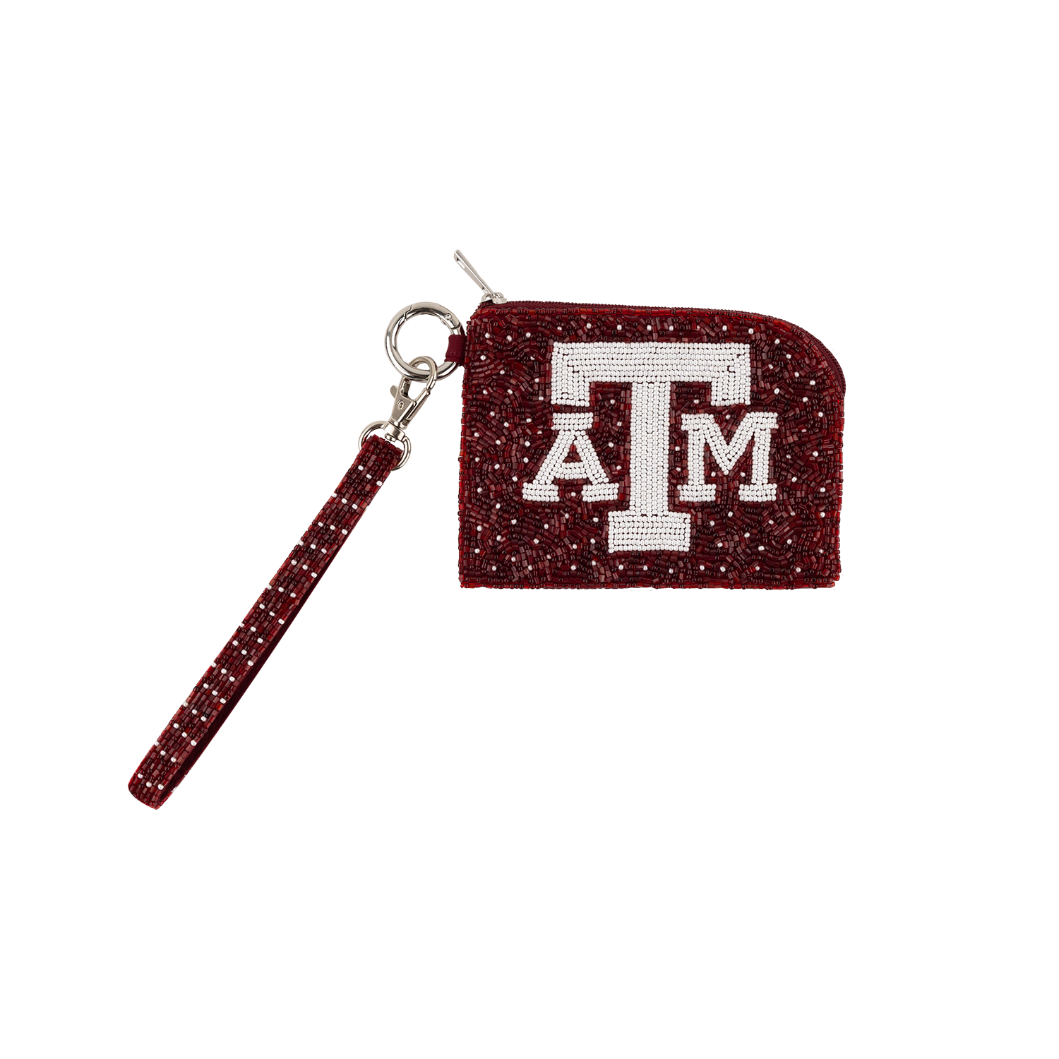 Maroon Beaded Bag with White ATM beaded logo