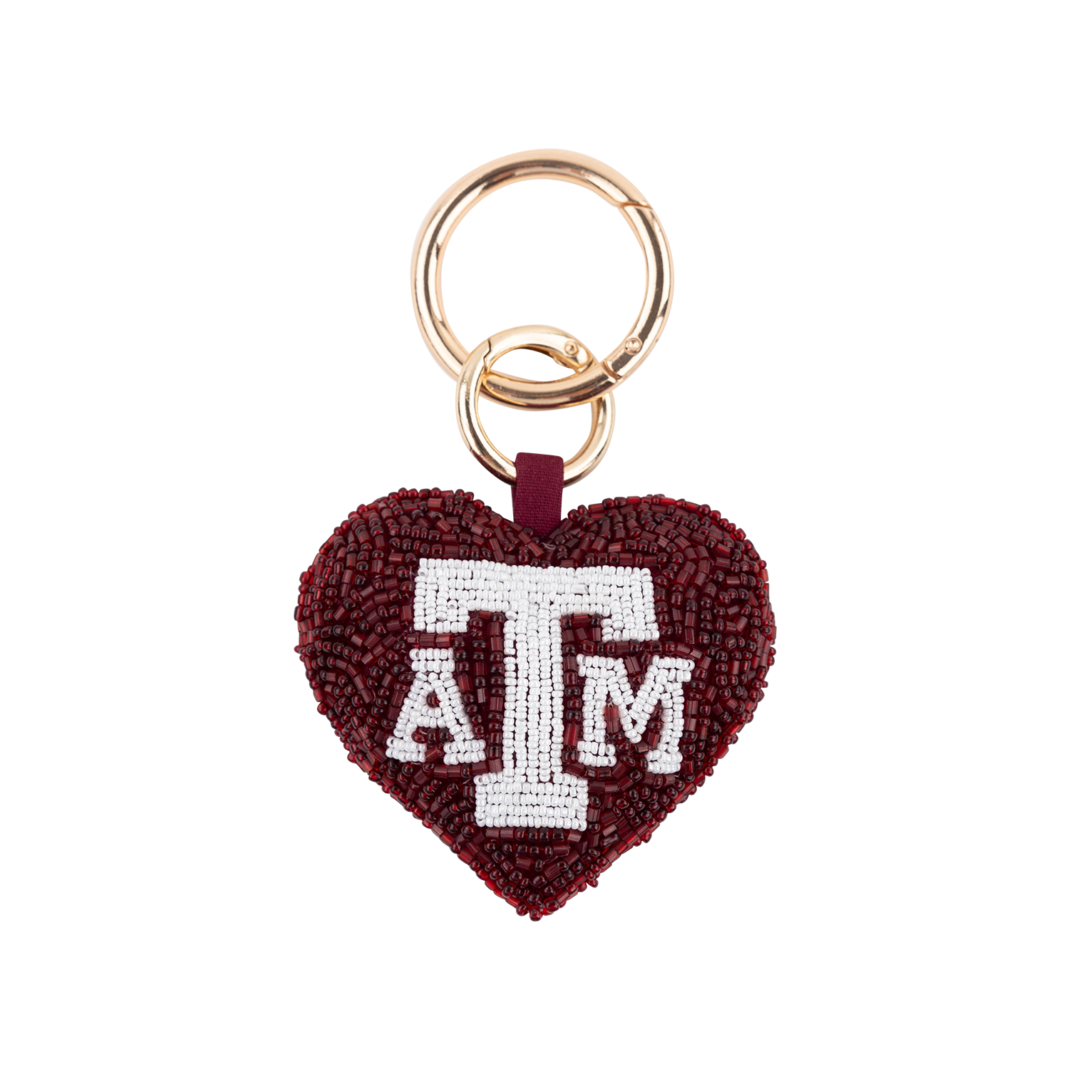 Texas A&M Fan Glam Beaded Heart Bag Charm
