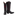 Black cowboy boots with a maroon logo 