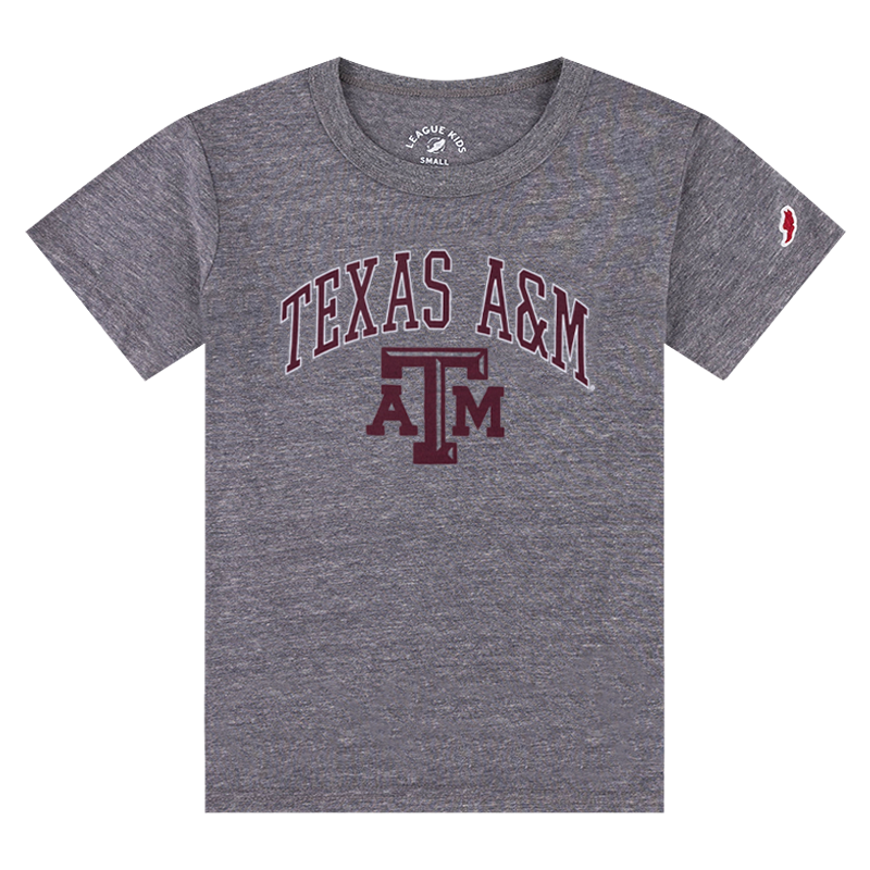 Gray t-shirt with Texas A&M in maroon.