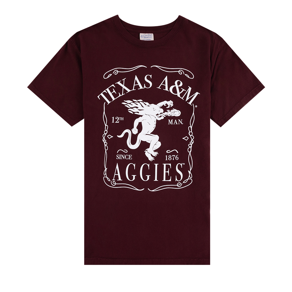 Maroon T-Shirt with Fireball Design