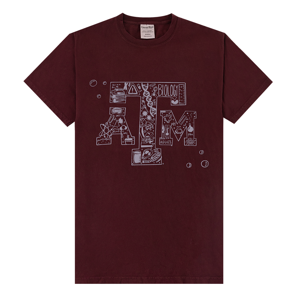 Maroon T-Shirt With ATM Biology Design