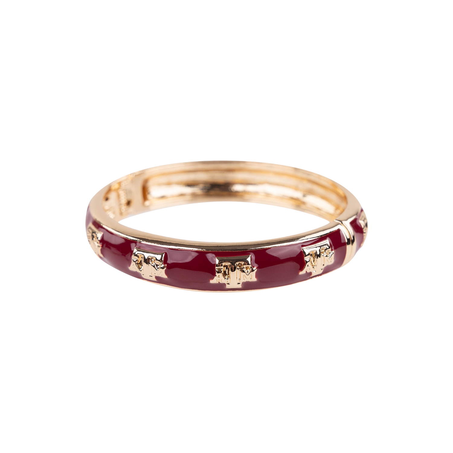 Gold and maroon bangle with small embellishments 