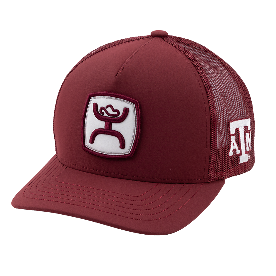 Maroon cap with Hooey logo on the front. White ATM logo on left side of the chest