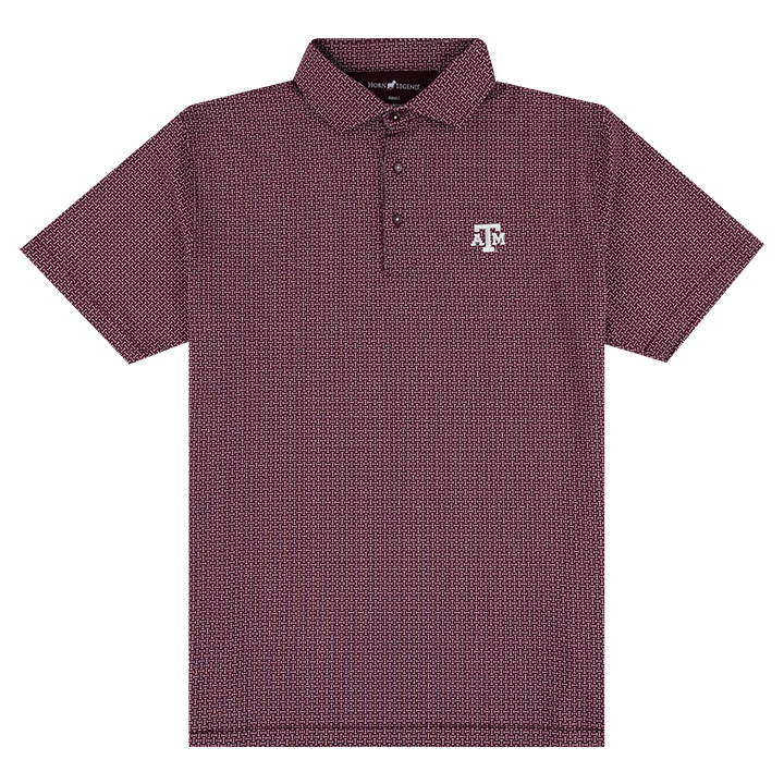 Maroon polo with the Texas A&M logo embroidered on the upper left chest