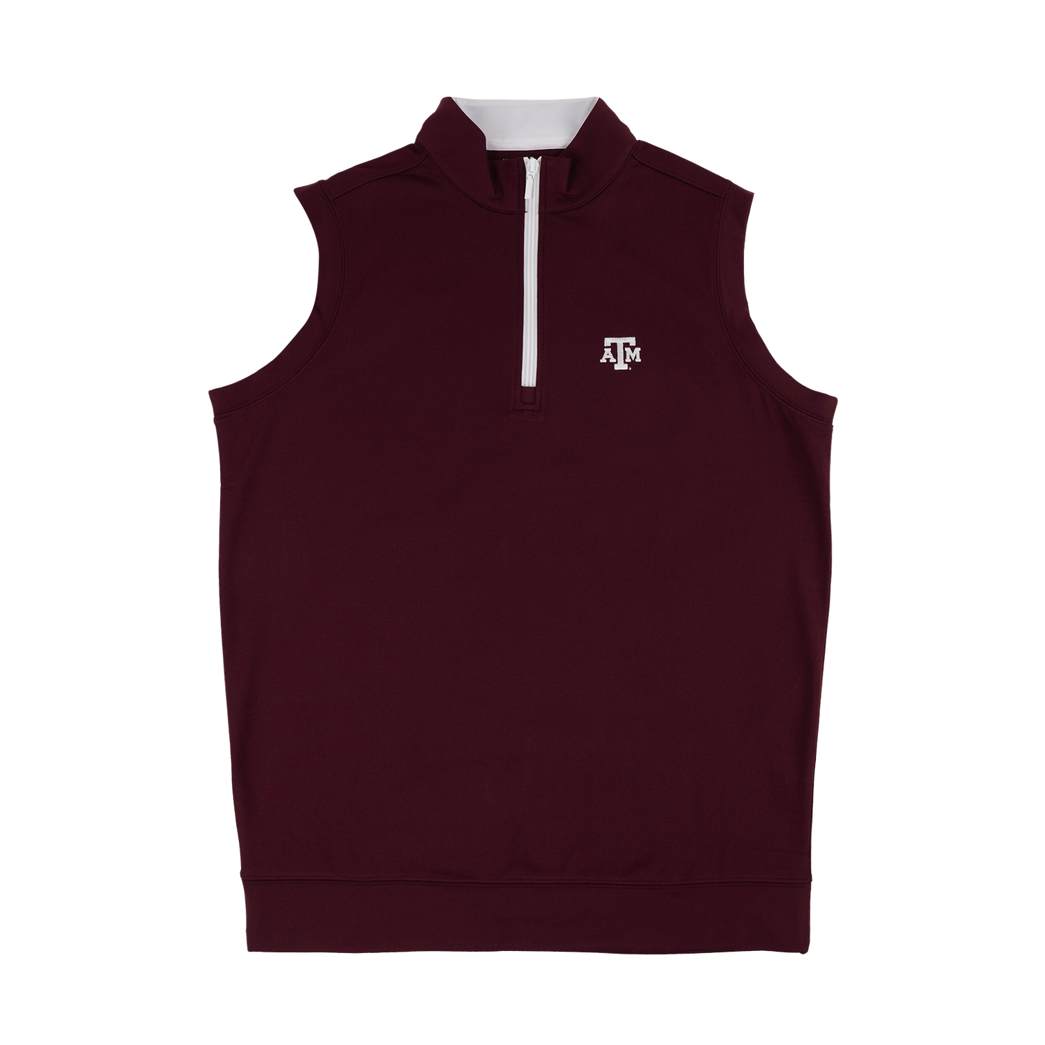 Maroon sleeveless pullover with the Texas A&M logo in white on the upper left chest.
