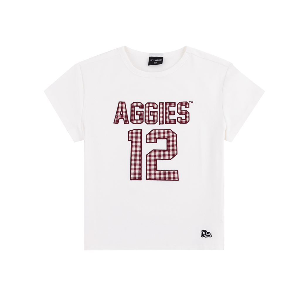 Texas A&M Hype & Vice Gingham Baby Tee in Maroon