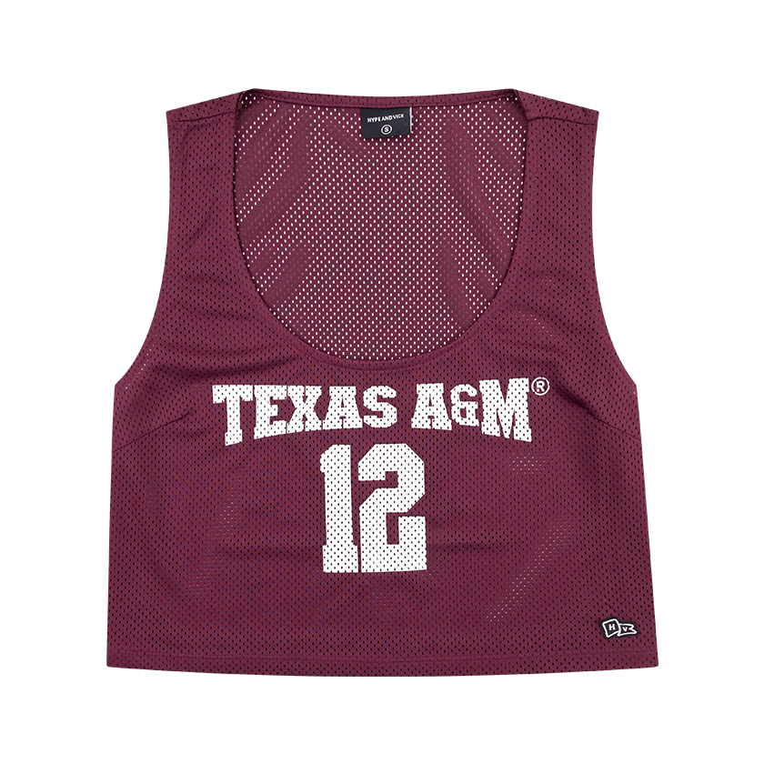 Maroon singlet jersey with "Texas A&M 12" in white.