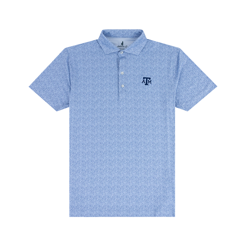 Blue polo shirt with a logo