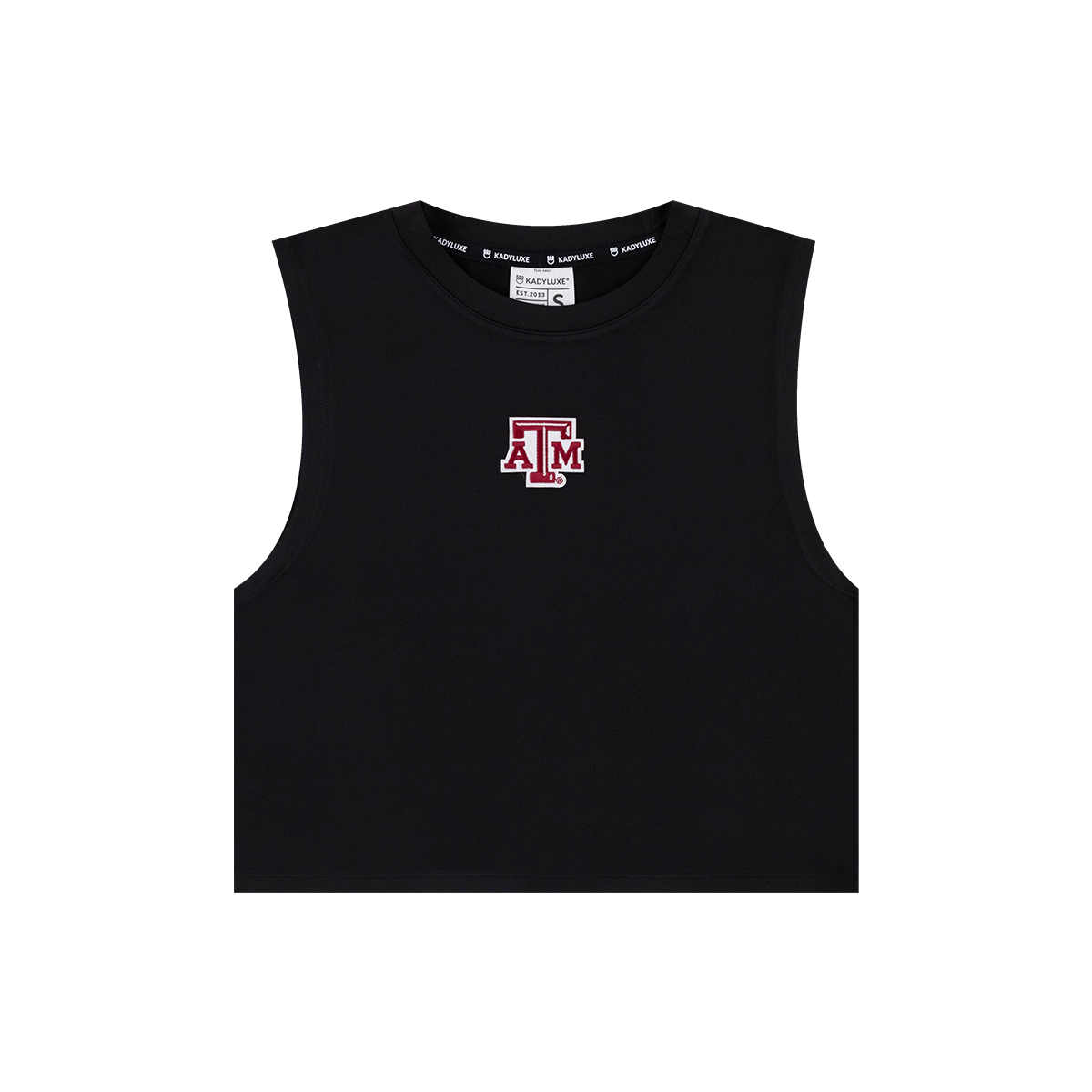 Black sleeveless shirt with Texas A&M logo in maroon 