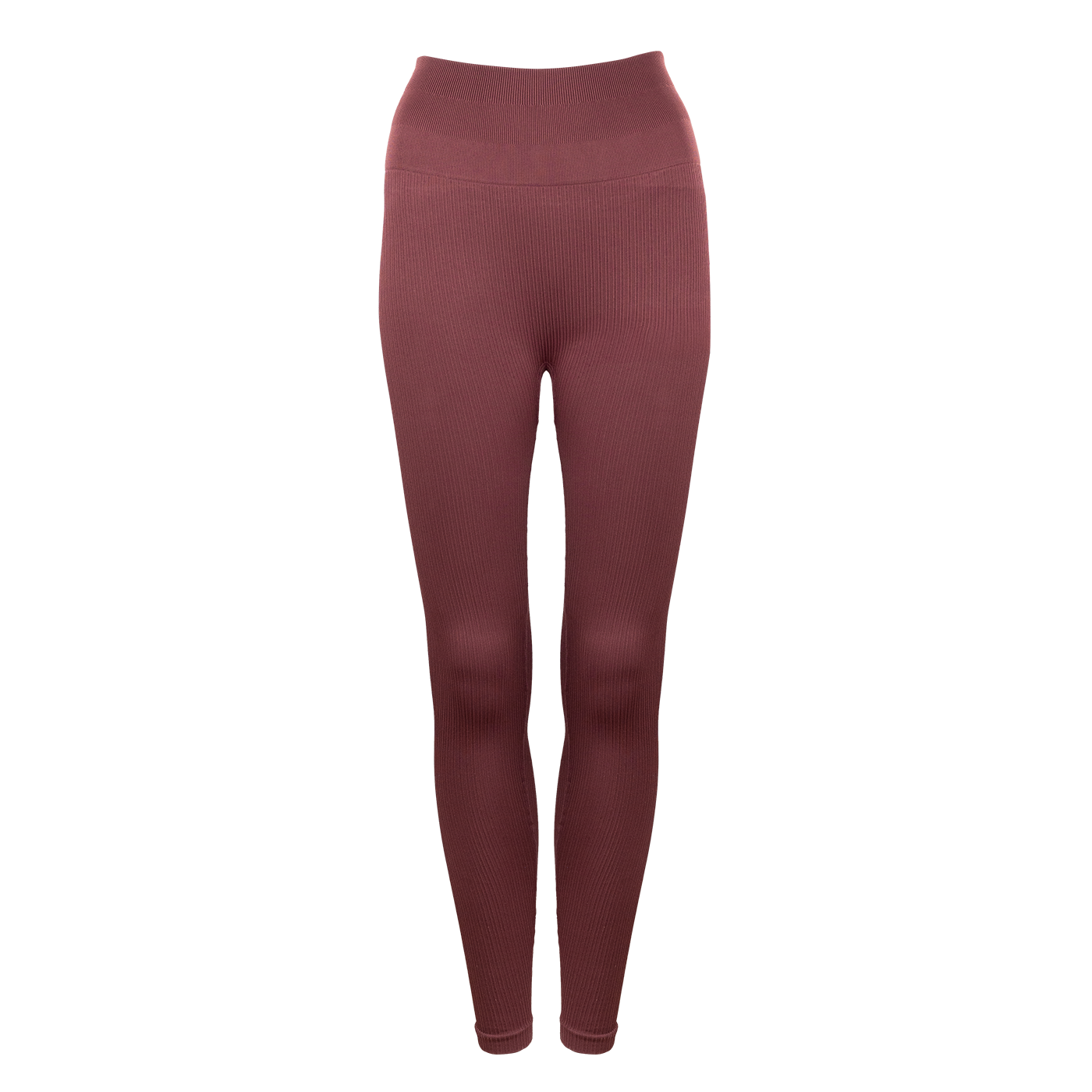 Maroon ribbed leggings with ATM patch on the back.