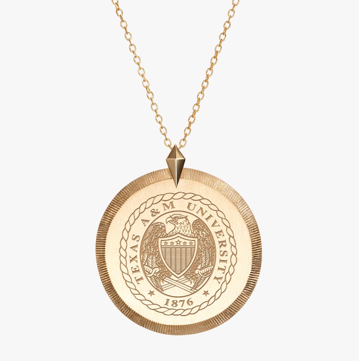 Gold Ring Crest Pendant Necklace