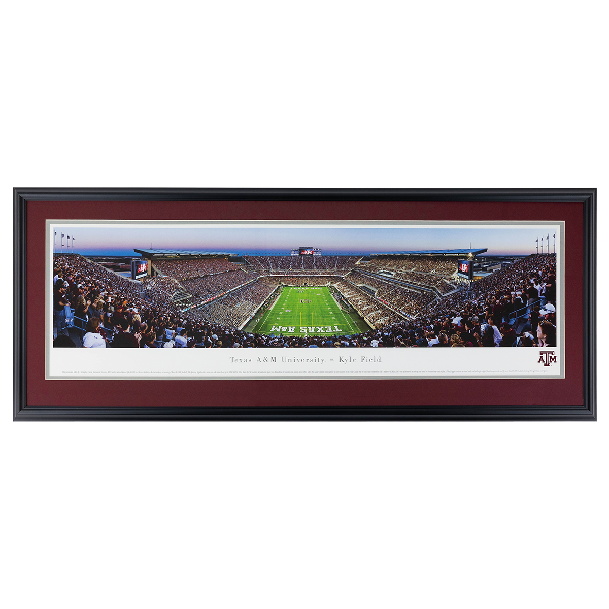 Black Frame Maroon Background Dusk Kyle Field Panorama from Endzone