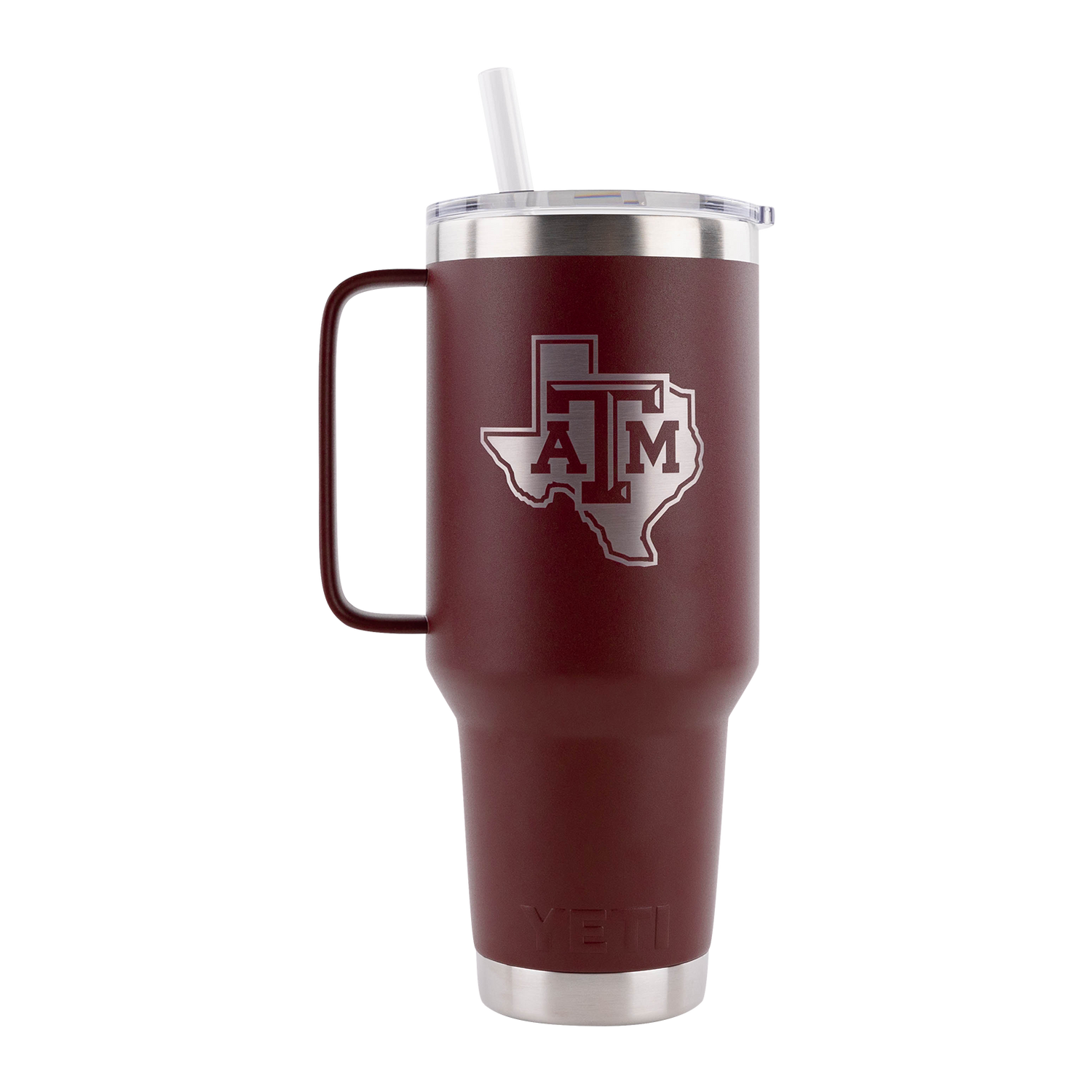 Maroon 42oz tumbler with silver Lonestar ATM logo. Comes with a straw.