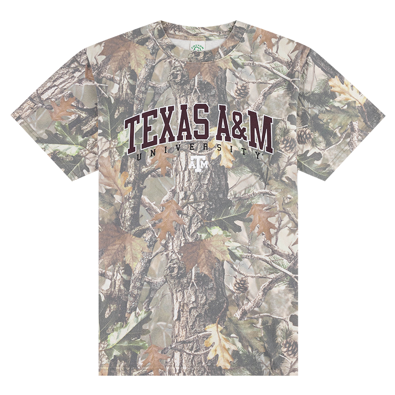 Camo T-Shirt with Maroon Texas A&M Text