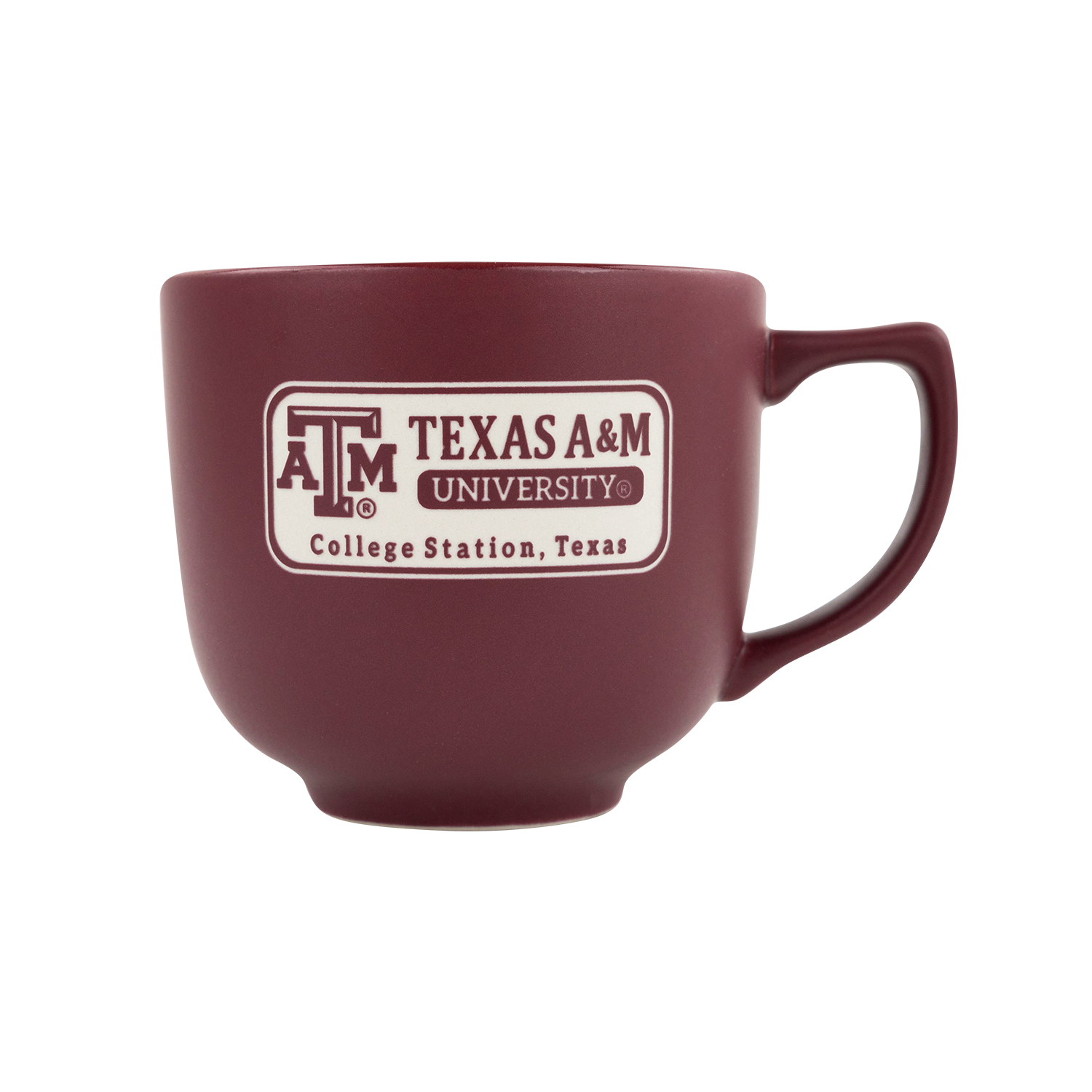 Maroon mug with Texas A&M University logo