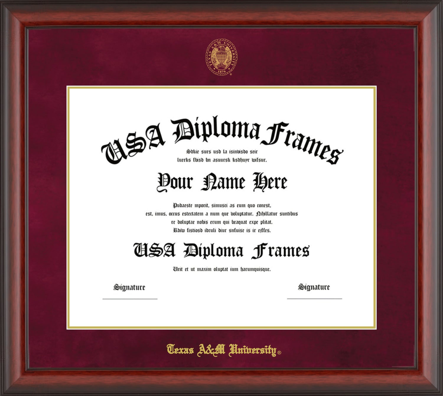 Texas A&M Matte Glass Traditional with Maroon Mat Diploma Frame