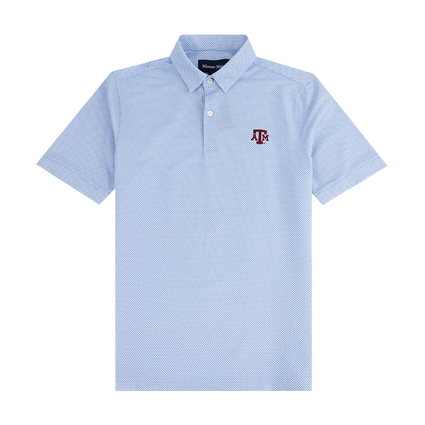 Light Blue polo with maroon ATM logo